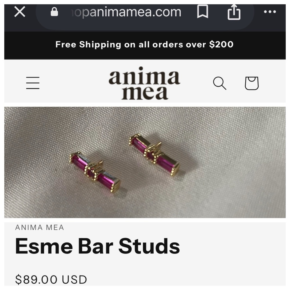 Esme Gold Bar Rosita Stud Earrings - Pink Fuchsia